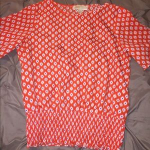 MK Orange Patterned Short Sleeve Blouse